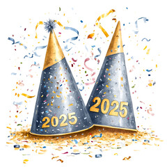 New Year 2025 Celebration Clipart Vector Illustration