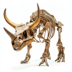Detailed Protoceratops andrewsi Skeleton Displayed in Museum Setting for Educational Purposes