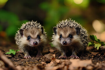 Naklejka premium Animal babies exploring their environment