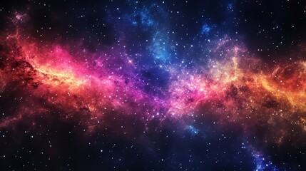 Fototapeta premium Vibrant Cosmic Galaxy Filled With Colorful Nebulas and Twinkling Stars in Deep Space