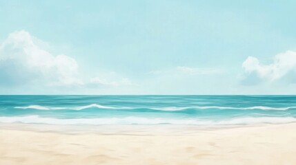 Fototapeta premium Serene Beach Scene Under a Tranquil Blue Sky