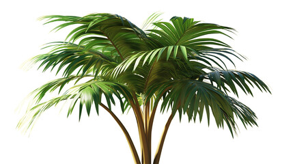 Obraz premium A palm tree with large green fronds, isolated background.
