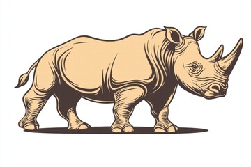 Obraz premium Stylized Illustration of a Rhinoceros in a Bold Graphic Style, Capturing the Strength and Unique Features of This Magnificent Animal in a Simplistic Yet Striking Design