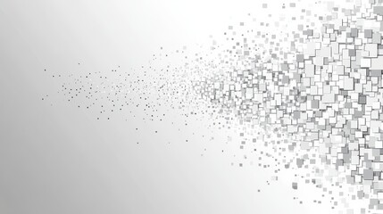 Abstract Representation of Dispersion With Squares in Various Shades of Gray on a Gradient Background in a Digital Art Style