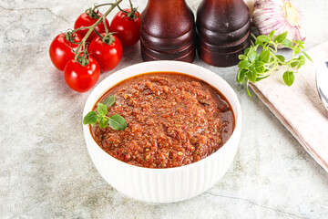 Spanish traditional gazpacho tomato soup