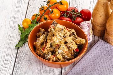 Roasted beef with cream sauce