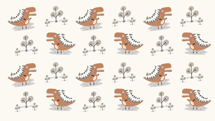 Dinosaur poster cute animal illustration asset. dinasaur illustration scandinavian style element