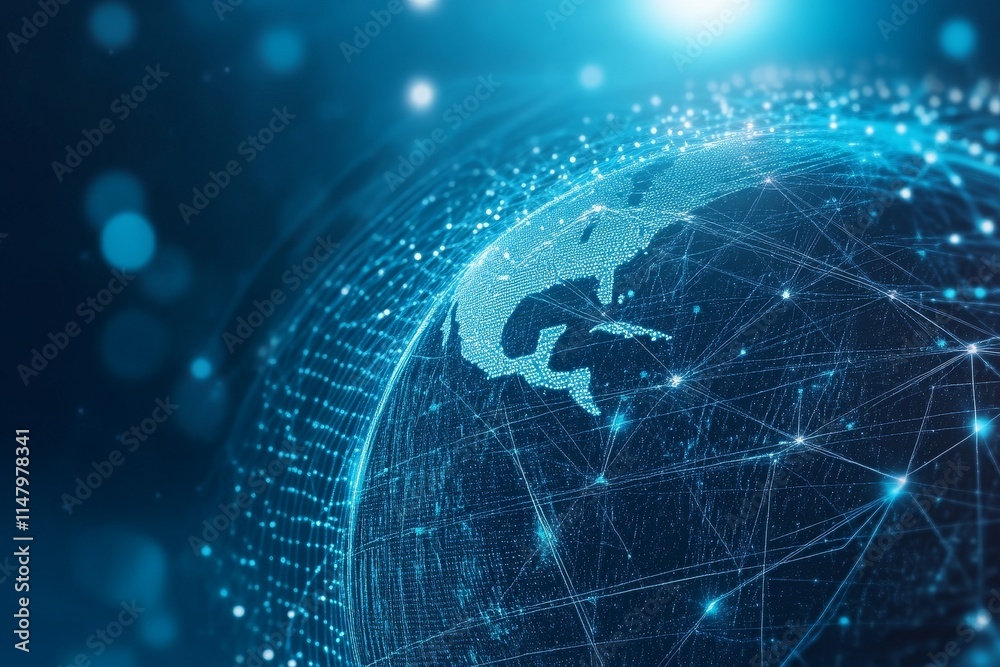 Aufkleber visual representation of a digital globe showcasing interconnected networks and data streams highlig