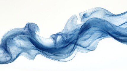 Obraz premium Abstract blue smoke wave on white.
