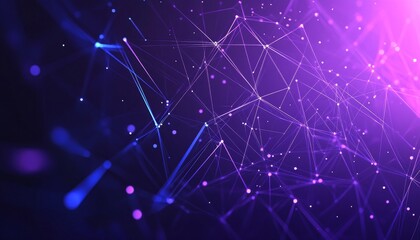 Digital Network Connections Showcase Vibrant Purple and Blue Lines Intersecting Against a Dark Background to Illustrate Abstract Technology Concepts