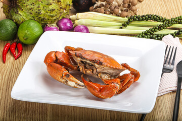 Delicous luxury steamed red crab