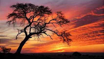 sunset on the tree