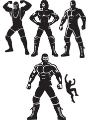 Wrestlers Set Vector Illustration