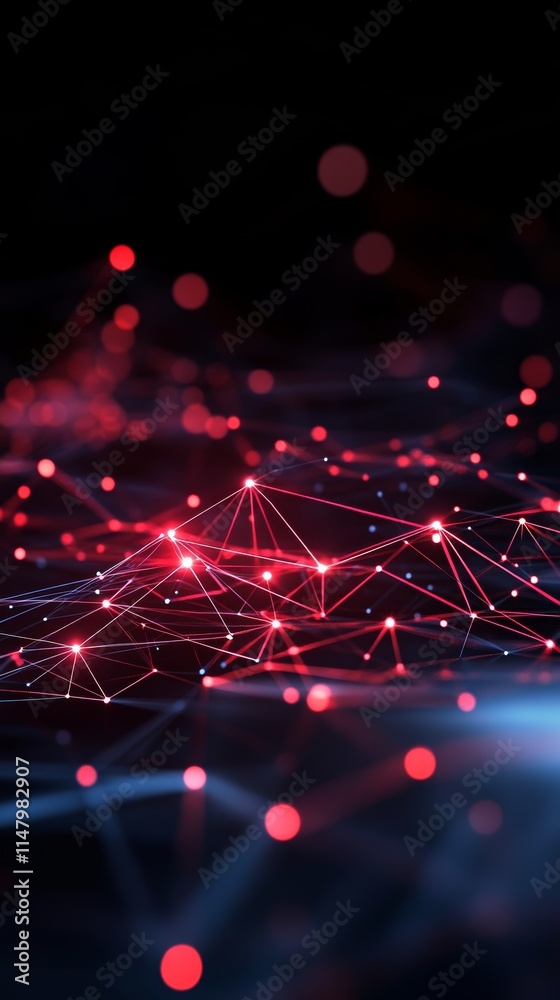 Poster vibrant network of red and blue lights creating a dynamic abstract representation of data connection