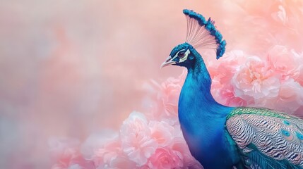 Peacock with stained glass feathers glowing under moonlight, wildlife, surreal artistic elegance