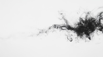 Abstract Black Ink Swirl on White Background