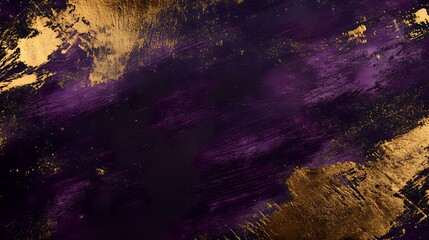 Abstract background featuring deep purple and gold brush strokes with a textured metallic finish, exuding luxury and sophistication