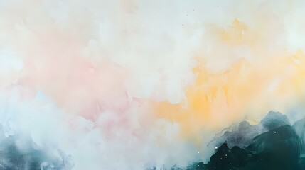 Abstract background in white and pastel yellow, dotted with soft pink clouds and specks of light, creating a serene ambiance