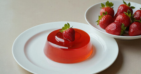 Spices of Thai food, In Thailand A Plate of tasty strawberry jelly served in white plate.
