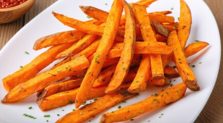 Plate of french fries on a table