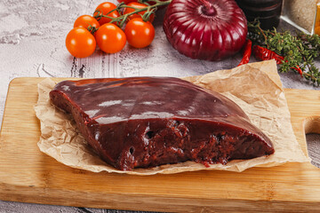 Raw beef liver for cooking