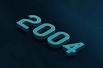 Blue Isometric layer 3d text effect of number 2004 on blue background.