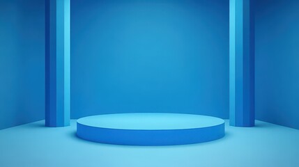 Minimalist Blue Platform Display Room Design