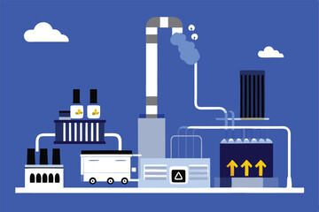 Illustrate a detailed diagram of a waste-to-energy recycling plant, showcasing the process from waste input to energy output, including incineration and energy recovery systems.