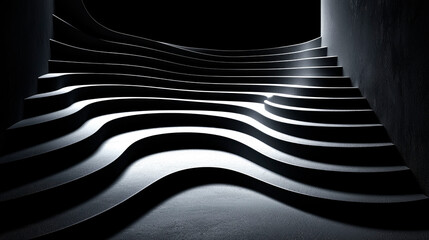 Naklejka premium Abstract dark wavy stairs.