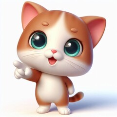 Cute Cat Pointing Cartoon 3d Generative AI
