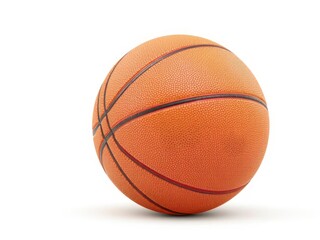 Close-up of an orange basketball on white, background,object