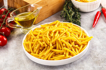 Italian pasta Maccherony for cooking