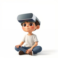 little boy with virtual reality headset