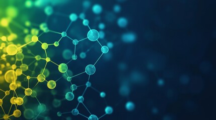 Colorful Molecular Structure With Round Particles Against Dark Background Showcasing Scientific Exploration and Innovation