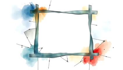 Abstract Watercolor Square Frame Design