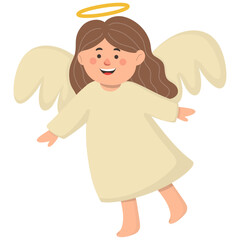 Cartoon illustration of a little girl angel 