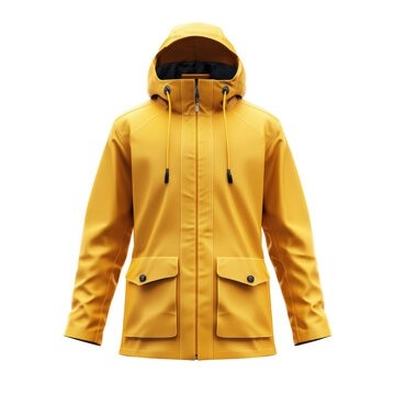 Bright yellow waterproof rain jacket with a modern design for outdoor adventures.