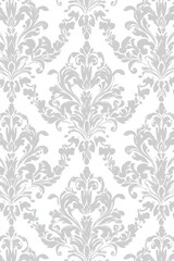 Sophisticated gray and white damask pattern, perfect for wallpaper, textiles, and elegant home decor projects.