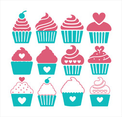 Set of cupcakes design, cupcakes vector 