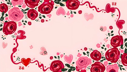 Rose and heart for valentine love