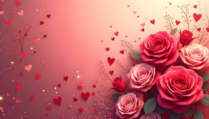 Rose and heart for valentine love