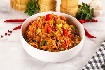 Mexican spicy rice with vegetables