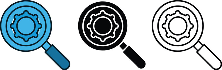 Magnifying Glass Gear Search Engine Optimization Icons