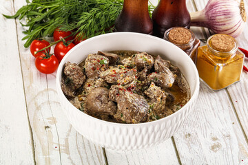 Roasted chicken liver with cream