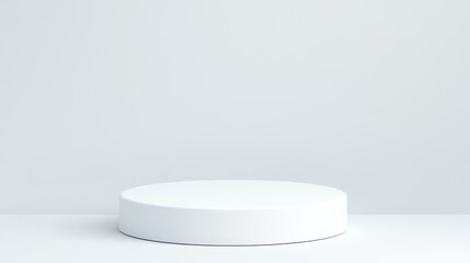 White Cylindrical Platform Against A White Background