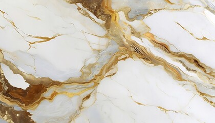 Abstract white and gold marble texture.
