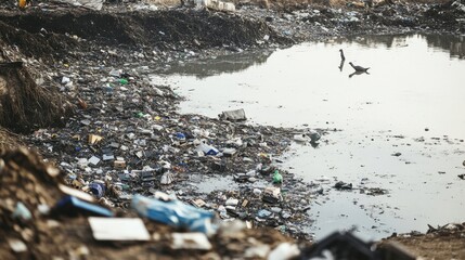 A pile of electronic waste in a landfill, emphasizing the importance of recycling and e-waste management.