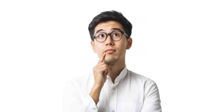 Thoughtful Young Man in Glasses Pondering Ideas