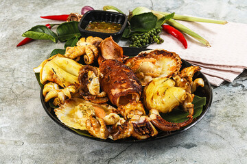 Asian grilled seafood mix plate