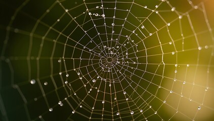 Obraz premium Dewdrops Adorn A Spiders Intricate Web Design